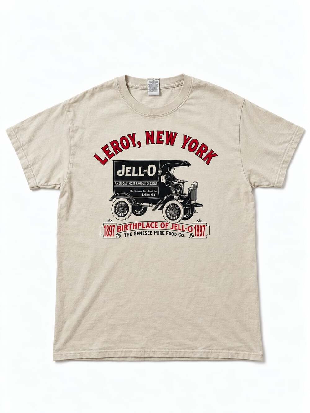Gildan Jell-O Delivery Truck Graphic T-Shirt Size M Beige